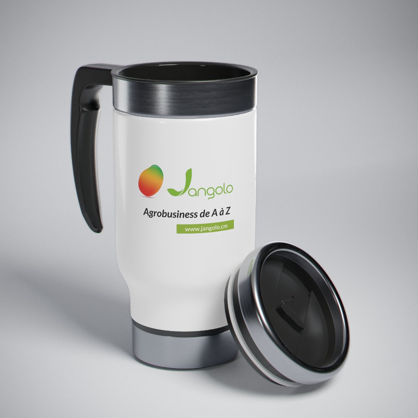 Tasse de voyage en acier inoxydable avec poignée, 14 oz