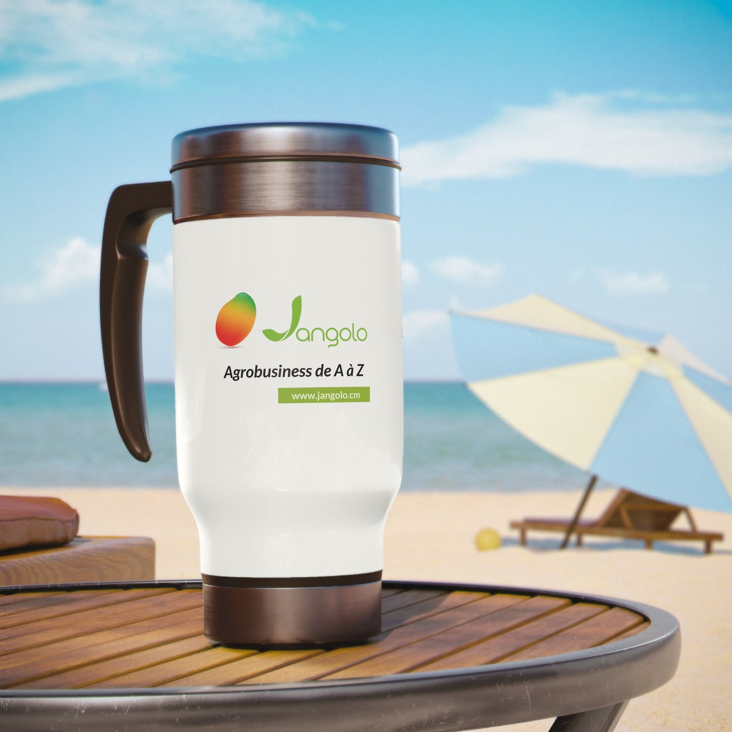 Tasse de voyage en acier inoxydable avec poignée, 14 oz